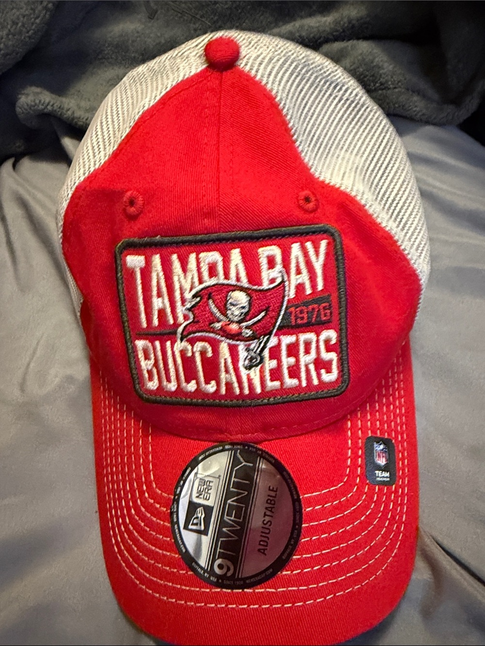 New Era Tampa Bay Buccaneers Red and White Mesh Adjustable Hat